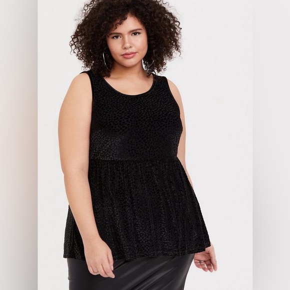 Torrid Velvet Burnout Peplum babydoll holiday feminine magical whimsygoth top 2 - Picture 1 of 11